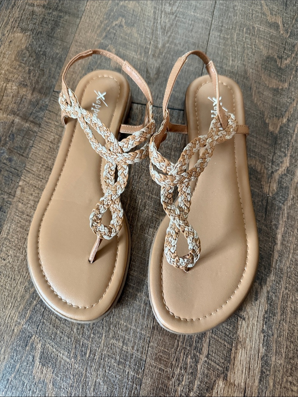 Xappeal Tan Braided Thong Sandals